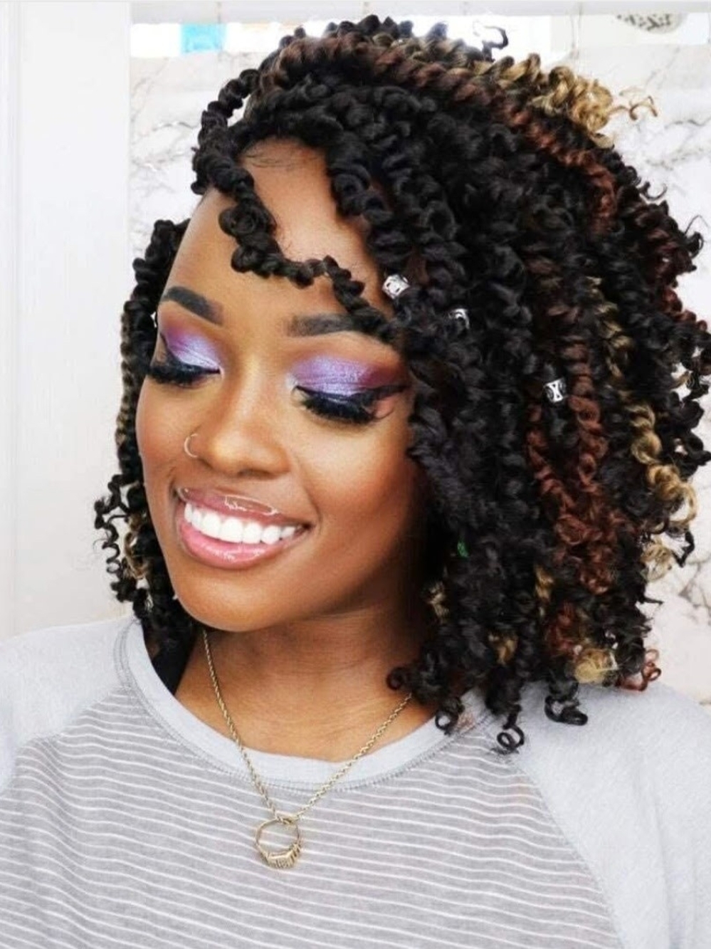 Tiana Passion Twist Hair 12in(8 Pcs) Pre-twisted Crochet Braids Natural Black 1B